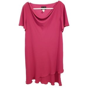 Vintage S.L. Fashions Tiered Short Sleeve Dress Fuchsia Hot Pink 26P 26WP Petite
